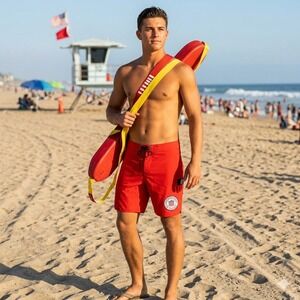 IPD Huntington Beach OC Jr Lifeguard Mens 32 Red Board Shorts 83 Style‎ Swim